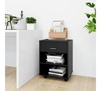 Yisssmeng Rolling Office Storage Cabinet, 46 x 36 x 59 cm, Modern Black Party Board Side Cupboard with Lockable Casters for Living Room, Corridor and Bedroom