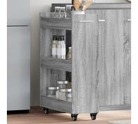 Yisssmeng Rolling Storage Cabinet 60 x 22 x 79 cm Grey Sonoma Wood Composite Sideboard on Wheels Holds Easy Assembly for Living Room Kitchen Corridor