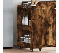 Yisssmeng Rolling Storage Cabinet 60 x 22 x 79 cm in legno composito con 2 shelves and lockable Wheels Mobile Organizer for Living Room Kitchen Bedroom