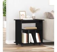 Yisssmeng Rolling Storage Cabinet 60 x 45 x 55 cm Black Wood-Look Compact Office Organizer 4 Shelves 140 kg Load Lockable Wheels Modern Design for Living Room Study and Corridor
