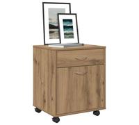 Yisssmeng Rolling Storage Cabinet Artisan Oak 45 x 38 x 54 cm Wood Composite Side Locker Rolling Organizer for Living Room Kitchen Office Bedroom