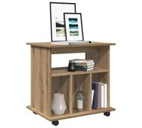 Yisssmeng Rolling Storage Cabinet Artisan Oak 60 x 45 x 60 cm Engineered Wood Office Organizer with Lockable Wheels for Living Room Bedroom Kitchen