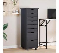 Yisssmeng Rolling Storage Cabinet Moss 8-Drawer Mobile Office Filing Cabinet Solid Pine Wood 34 x 39 x 103 cm Grey Modern Rustic Organizer for Home Office Bedroom Craft Room