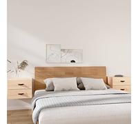 Yisssmeng Rustic Pine Floating Nightstand Set di 2, 50 x 36 x 40 cm Solid Wood Wall Wall Mount Bedside Shelf, Hidden Storage Cabinet for Living Room Corridor Bedroom