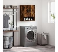 Yisssmeng Rustic Wall Cabinet 60 x 31 x 70 cm in rovere affumicato, grande spazio per la camera da letto