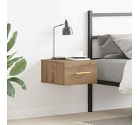 Yisssmeng Rustic Wall Mount Nightstand 35 x 35 x 20 cm Artisan Oak Wood Composite Drawer Cabinet Small Storage Locker for Bedroom Living Room Closet Hallway