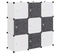 Yisssmeng Scaffalatura a cubo con 9 scomparti, scaffale modulare a incastro come libreria o scaffale per documenti, pannelli in plastica con filo di acciaio, 110 x 37 x 110 cm, nero e bianco