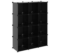 Yisssmeng Scaffale a 12 scomparti, scaffale modulare a cubo come scaffale portaoggetti, scaffale in plastica stabile con telaio in acciaio per ufficio e soggiorno, nero, 94,5 x 31,5 x 123 cm