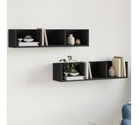 Yisssmeng Scaffale da parete nero, 2 pezzi, 75 x 18 x 16,5 cm, materiale in legno, design moderno, grande spazio anche come TV o mensola da cucina per soggiorno, camera da letto, bagno, ufficio