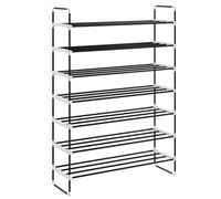 Yisssmeng Scarpiera a 7 ripiani, scarpiera in metallo e plastica, scarpiera salvaspazio per corridoio e ingresso, stabile, 91 x 29 x 133 cm, nero