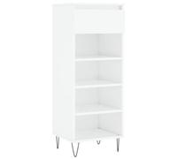Yisssmeng Scarpiera bianca lucida, moderna scarpiera con 4 scomparti aperti e cassetto, armadio da corridoio compatto in legno con gambe in metallo stabile, 40 x 36 x 105 cm