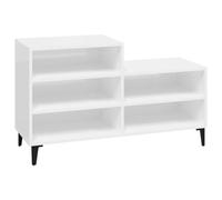 Yisssmeng Scarpiera bianca lucida, moderna scarpiera con 5 scomparti, per corridoio, stabile, in legno con gambe in metallo, 102 x 36 x 60 cm