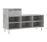 Yisssmeng Scarpiera grigio cemento, scarpiera con 1 cassetto e 6 scomparti, mobile da corridoio con gambe in metallo, spazio per scarpe, robusta scarpiera in legno, 102 x 36 x 60 cm