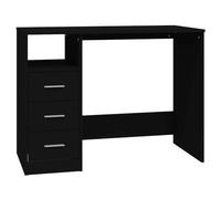Yisssmeng Scrivania con 3 cassetti, nera, 102 x 50 x 76 cm, in legno, design moderno da ufficio, scrivania per computer durevole, per casa, ufficio, gaming, studio