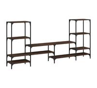 Yisssmeng Scrivania per TV marrone rovere 206,5 x 28,5 x 95 cm, materiale in legno con telaio in acciaio, moderno mobile per TV per soggiorno, ufficio, corridoio