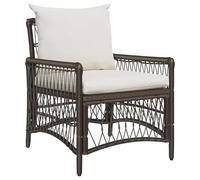 Yisssmeng Sedia da giardino con cuscino, marrone, 73 x 61 x 77 cm, in rattan sintetico, design moderno, robusta, per balcone, terrazza e giardino d'inverno