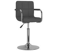 Yisssmeng Sedia da pranzo grigio scuro regolabile in altezza con braccioli, girevole a 360°, struttura in acciaio cromato, 48 x 47 x 71 - 85,5 cm, comoda sedia imbottita per cucina, sala da pranzo
