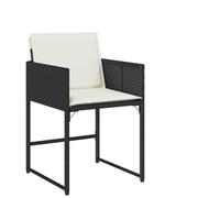 Yisssmeng Sedie da giardino con cuscino, 4 pezzi, colore nero, polyrattan, pieghevoli, altezza 79 cm, cuscini color crema, in rattan PE resistente alle intemperie, struttura in acciaio, design moderno