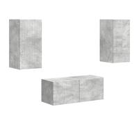 Yisssmeng Set basso per TV, montaggio a parete, 2 pezzi, cemento, grigio, materiale in legno, 78,5 x 31 x 30 cm e 30 x 31 x 60 cm, design moderno per piccoli salotti, corridoi e camere da letto