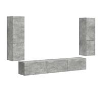 Yisssmeng Set basso per TV, montaggio a parete, cemento, grigio, materiale in legno, 30 x 31 x 60 cm, design moderno, molto spazio per soggiorno, camera da letto, ufficio
