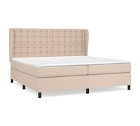 Yisssmeng Set completo per letto matrimoniale con materasso a molle insacchettate H3 e topper, 200 x 200 cm, in ecopelle, marrone cappuccino, con testiera regolabile in altezza