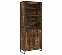 Yisssmeng Set da 2 pezzi di colore fumo, altezza 79 x 36 x 200 cm, materiale in legno con porta, design industriale moderno, robusto e durevole, armadio salvaspazio per soggiorno, corridoio e camera