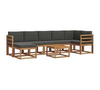 Yisssmeng Set da 8 divani da esterni in legno di acacia massiccio, modulare da giardino con cuscini per seduta e schienale in antracite, moderno set di divani angolari per terrazza, giardino e piscina