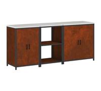Yisssmeng Set da cucina 3 pezzi, 210 x 50 x 92 cm, effetto ruggine, resistente alle intemperie, con 6 ripiani e 4 porte, credenza moderna per cucina, corridoio, ufficio