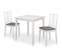 Yisssmeng Set da pranzo in 3 pezzi, tavolo allungabile con 2 sedie, bianco | Set di tavolo da cucina flessibile in legno di gomma e MDF per sala da pranzo e piccoli spazi con due sedie imbottite.