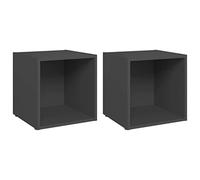 Yisssmeng Set di 2 armadi per TV, colore grigio, in legno, 37 x 35 x 37 cm, design moderno e robusta stabilità per soggiorno, camera da letto, corridoio