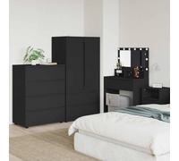 Yisssmeng Set di 2 cabinet moderni Black Storage Cabinet 80 x 48 x 105 cm Engineered Wood, Smooth Drawer Rails, Height Adjustable, Minimalist Organizer for Living Room Bedroom Corridor