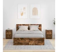 Yisssmeng Set di 2 comodini dal design moderno, 30,5 x 30 x 43 cm, in legno di rovere affumicato, con gambe regolabili in altezza e 2 cassetti, per camera da letto, letti a molle, posto salotto