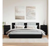 Yisssmeng Set di 2 comodini, nero, 40 x 35 x 62,5 cm, in legno con 3 cassetti, design moderno, robusto e salvaspazio, per camera da letto, camere degli ospiti e letti a molle