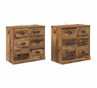 Yisssmeng Set di 2 credenze in legno vecchio, 70 x 35,5 x 67,5 cm, materiale in legno con cassetto, design moderno, robusto, per soggiorno