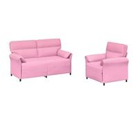 Yisssmeng Set di 2 divani imbottiti, colore rosa, per soggiorno | Moderna combinazione di mobili imbottiti da 2 e 1 pezzo in rosa con imbottitura in schiuma per il tuo soggiorno o la camera