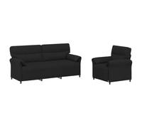Yisssmeng Set di 2 divani imbottiti in tessuto, colore nero | Moderno set di tappezzeria da 1 posto e 2 posti con robusto telaio in metallo per il soggiorno e la zona degli ospiti.