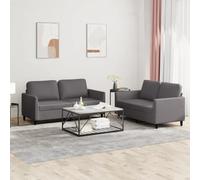Yisssmeng Set di 2 divani in ecopelle, 2 posti, 140 x 77 x 80 cm, colore grigio, moderno, con cuscino, design a due posti, per soggiorno, ufficio o corridoio