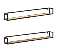 Yisssmeng Set di 2 mensole da parete, 160 cm, design industriale, in legno massiccio anticato e ferro, stile vintage, per soggiorno e corridoio, portata fino a 50 kg