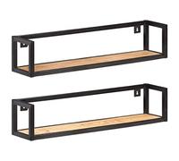 Yisssmeng Set di 2 mensole da parete da 80 cm, in legno di mango grezzo e ferro, design industriale, per soggiorno, corridoio e cucina, portata fino a 30 kg, 2 pezzi