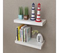 Yisssmeng Set di 2 mensole sospese, colore bianco, 40 x 20 x 3,8 cm, in MDF con montaggio invisibile, portata 5 kg, design moderno per soggiorno, cucina, bagno