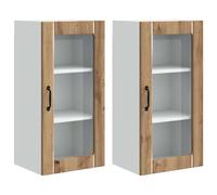Yisssmeng Set di 2 mobili da cucina, in legno di quercia artisan, 40 x 31 x 80 cm, con 6 ripiani e 4 ante, moderno e robusto, per cucina, corridoio, soggiorno, multiuso, spazio di archiviazione