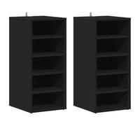 Yisssmeng Set di 2 scarpiere con 5 scomparti, scarpiera salvaspazio per corridoio e camera da letto, in legno, 31,5 x 35 x 70 cm, nero