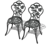 Yisssmeng Set di 2 sedie da bistrò, in alluminio pressofuso verde, motivo floreale, robuste e resistenti alle intemperie, per terrazze, balconi e giardini d'inverno, 41 x 49 x 81,5 cm, design moderno