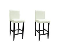 Yisssmeng Set di 2 sgabelli da bar in ecopelle bianca, con schienale e gambe in legno stabili, altezza della seduta 75 cm, moderno sgabello da bistrot per cucina, sala da pranzo e caffè, bianco crema