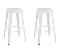 Yisssmeng Set di 2 sgabelli da bar in metallo bianco, impilabili, design industriale, altezza della seduta 77 cm, per bancone della cucina, bar, bistrot e caffè, robuste sedie in metallo con