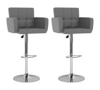 Yisssmeng Set di 2 sgabelli da bar in similpelle grigia, regolabili in altezza, con braccioli e poggiapiedi, moderni sgabelli da bar per cucina, bar, bistrot, sgabello girevole con molla a gas, 57 x