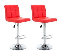 Yisssmeng Set di 2 sgabelli da bar in similpelle rossa, regolabili in altezza, con molla a gas e poggiapiedi, moderna sedia da bar in acciaio per cucina, bar, bistrò e caffè, 40 x 47 x 90-111 cm