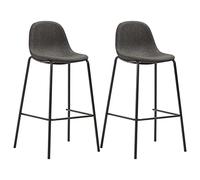 Yisssmeng Set di 2 sgabelli da bar in tessuto grigio scuro, con schienale e gambe in metallo, design moderno, per bancone della cucina, bar e bistrot, altezza della seduta 71 cm, imbottiti