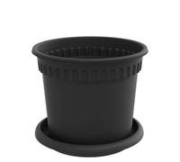 Yisssmeng Set di 24 vasi da fiori neri Ø 15 cm, in plastica, moderni, rotondi con fori di drenaggio, per piante da interno, erbe, giardino e balcone, 15 x 15 x 12 cm, 24 pezzi