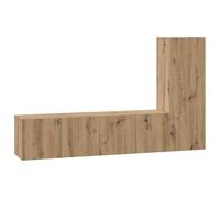 Yisssmeng Set di 3 armadi da parete per TV a pannello basso, 60 × 30 × 30 & 30,5 × 30 × 90 cm con 3 ripiani, decorazione in rovere, salvaspazio per soggiorno, ufficio, corridoio